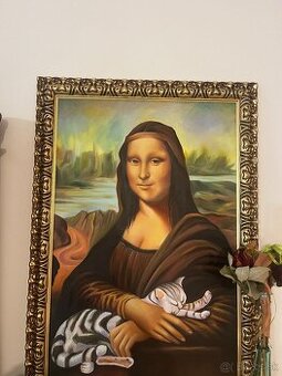 Obraz - olejomaľba Mona Líza s mačkou