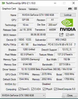 MSI GTX 1060 6G Gaming X