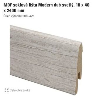 Nové soklove lišty MDF dub svetlý