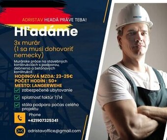 HĽADÁME MURÁROV,BETONAROV ,FASADNIKOV