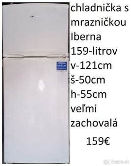 predám chladničku s mrazničkou-nerez aj bielu