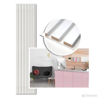 Akustické panely biele fóliované /platne/obklad/lamely