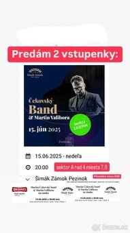 2 vstupenky Marián Čekovský Martin Valihora koncert Pezinok