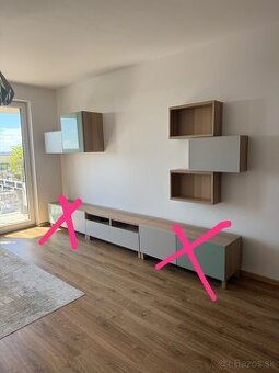 IKEA BESTÅ – rôzne skrinky a police (olivová/bledošedá)