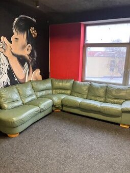 Kožená rohova sedačka