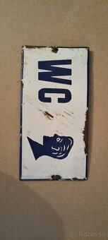 Staršia smaltovaná tabuľka WC – retro dekorácia