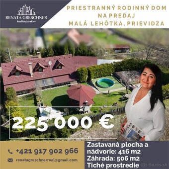 PRIESTRANNÝ RODINNÝ DOM NA PREDAJ, MALÁ LEHÔTKA, PRIEVIDZA
