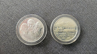2 kusy pamätné 200 Sk strieborné mince