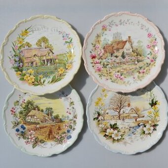 Sada  - 4 porcelánové taniere - 4 ročné obdobia