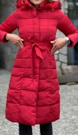 Cervena dlha predlzena zimna bunda nova