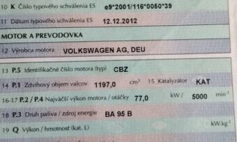 MOTOR Škoda Fabia II 1.2 77kW 2012 predám Motor CBZ