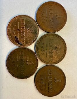 Predám 5x 1 Kreuzer 1851 A/B