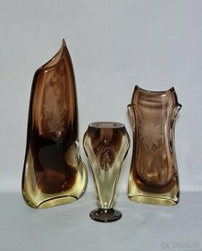Retro sklenené vázy - Klinger / Cvrček