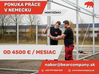 Nemecko – montážne práce, 4500 € / mesiac