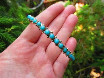 Starý mexický náramok osádzaný Tyrkysom, Ag 925