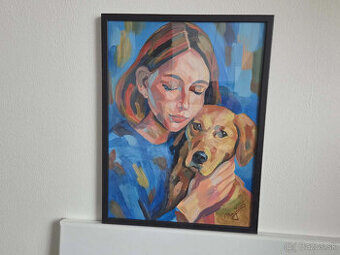 Akryl na akvarelovom papieri, ramik 30x40cm, motív : Pes