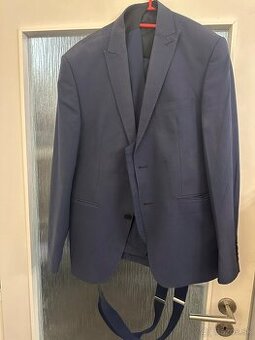 Navy blue 3řadý oblek s vestou /3pc suit