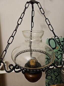 Vidiecka lampa cena 30€ /sklo+drevo+liatina/