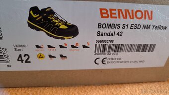 Pracovné topánky/sandále Bennon Bombis S1 ESD NM žlté