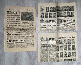 Noviny Pravda a Smer z augusta a apríla 1968.