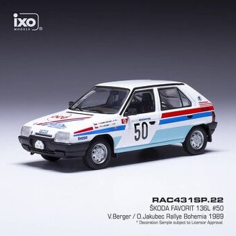 Modely Škoda Rallye Favorit a 130 1:43 IXO