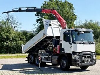 RENAULT C 380, 6x2 sklápač s hydraulickou rukou