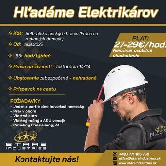 🔌 HĽADÁME ELEKTRIKÁROV DO NEMECKA – Selb🇩🇪