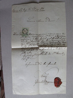 Listina r. 1857 Štiavnické Bane, vosková pečať, farnosť