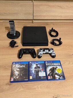 Sony PlayStation 4 Slim 1TB + originál ovládače a hry