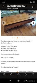 Ponúkam krásny masívny stôl ručná výroba