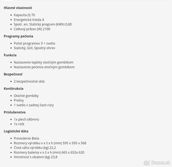 Predám vstavanú elektrickú rúru