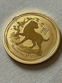 Zlatá minca 1 OZ Lunar 2018 pes