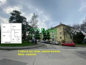 2 izbový byt Nitra - centrum, tehlový,bytový dom, vlastné kú