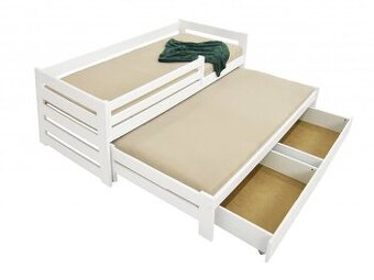Predám bielu detskú postel 180x80 s prístelkou