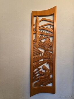 Drevený obraz slovenská dedina