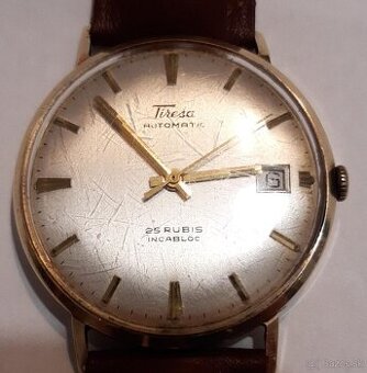 panske zlate 585 naramkove hodinky tiresa automat 25 rubis