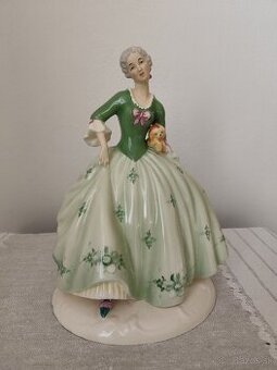 Royal dux dáma so psíkom porcelánová soška