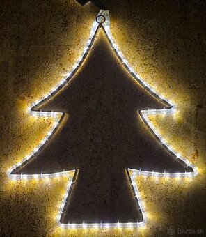LED hliníkový stromček, 61x51cm, 72 LED studená/teplá biela