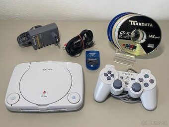 PS One s modchipom + 5 hier, ovládač, memory karta