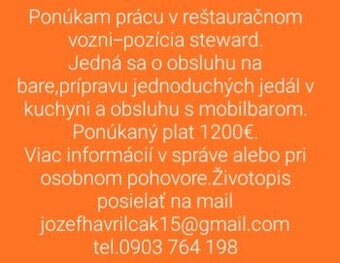 Práca v reštauračnom vozni