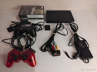 Sony PlayStation 2 (PS2) Slim + 2 ovládače + 5 hier