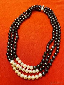 Trojradový perlový náhrdelník - pravé perly