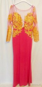 Šaty S208 - elastické dlhé, rúžové, veľ. 38 - 1