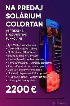 Na predaj vertikálne solárium COLORTAN – moderný model s mno