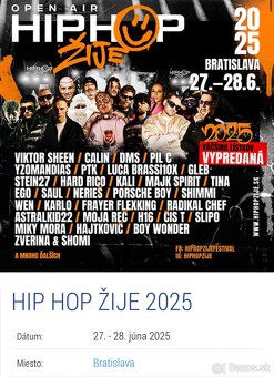 HipHop žije 2025 Bratislava Zlaté piesky 27-28.6