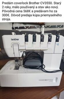 Predám coverlock Brother CV3550