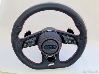 VYHRIEVANY AUDI Kožený volant Červená niť +AIRBAG + F1 PADLA