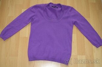 fialový pulóver s 3/4 rukávmi , XS