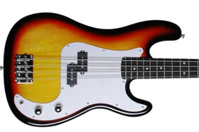 Nová nehraná elektrická basová gitara typu Precision Bass