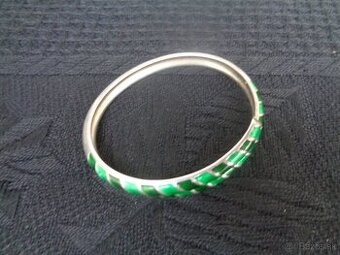 Strieborný náramok so zeleným smaltom,David-Andersen, Nórsko
